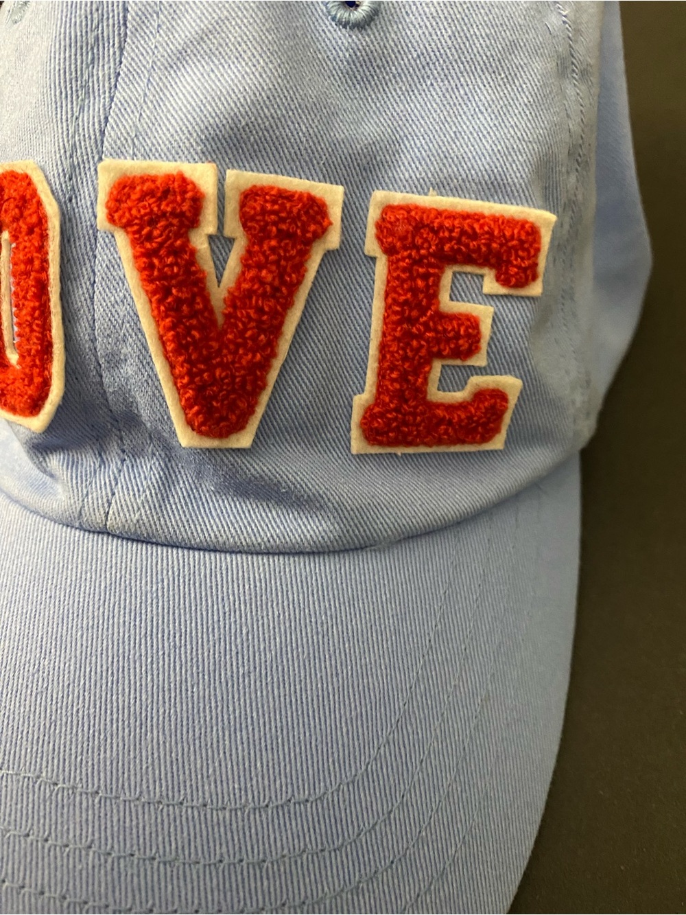 Tory Burch Sport LOVE Cap Baller Hat • in Blue with red chenille letters - Picture 10 of 13